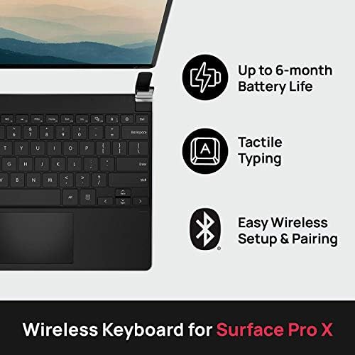 Brydge SPX+ מקלדת אלחוטית עם משטח מגע מדויק | תואם ל- Microsoft Surface Pro X | מיועד למשטח |